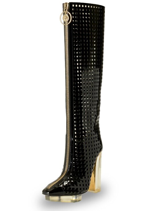 Versace Shoes - Versace Women's 100% Patent Leather See Through Boots Shoes US 7 IT 37